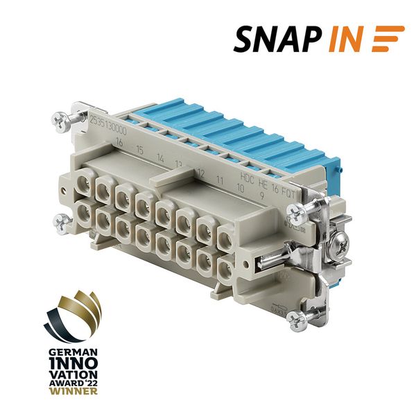 HDC insert, Female, 500 V, 16 A, Number of poles: 16, SNAP IN, Size: 6 image 1