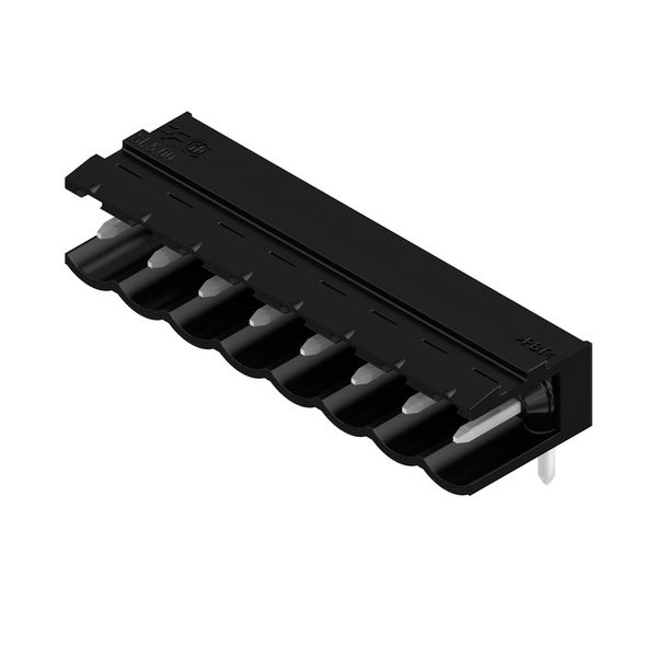 PCB plug-in connector, male header, open side, THT solder connection, 5.00 mm, Number of poles: 8, 90°, Solder pin length (l): 4.5 mm, tinned, black, Box image 4