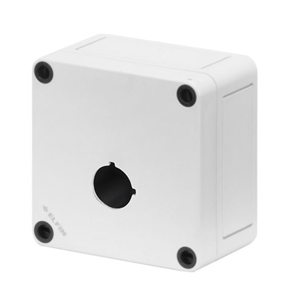 Polystyrene push-button enclosure 94x94x57, 1 hole Ø 22 image 1