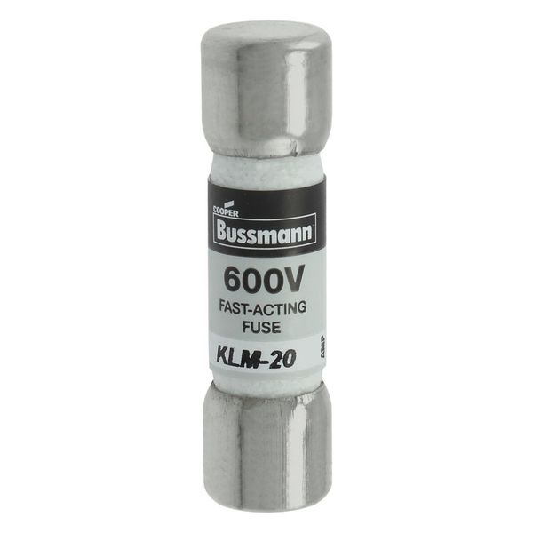Eaton Bussmann series KLM fuse, 600 Vac, 600 Vdc, 20A, 100 kAIC at 600 Vac, 50 kAIC at 600 Vdc, Non Indicating, Fast acting, Ferrule end X ferrule end, Melamine tube, Nickel-plated bronze endcap image 7