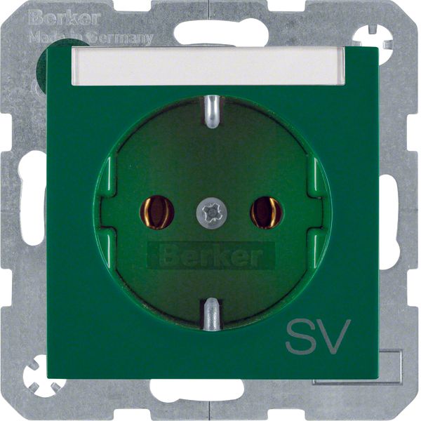 SCHUKO soc. out. "SV" imprint, S.1/B.3/B.7, green glossy image 1