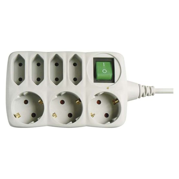 Extension Cord 1.5 m / 7 sockets / switch / black / PVC / 1 mm2 image 1