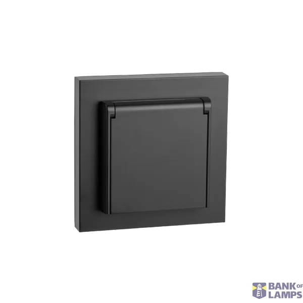 OUTLET FLUSH MOUNTED SINGLE WITH LID IP44 BLACK 6-PACK image 1