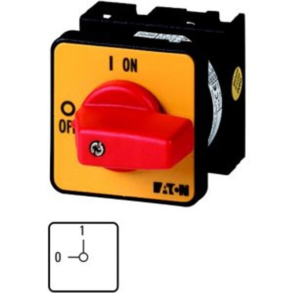 T0-1-102/E-RT On-Off switch, T0, 20 A, flush mounting, 1 contact unit(s), 2 pole, Emergency switching off function, with red thumb grip and yellow front plate image 4