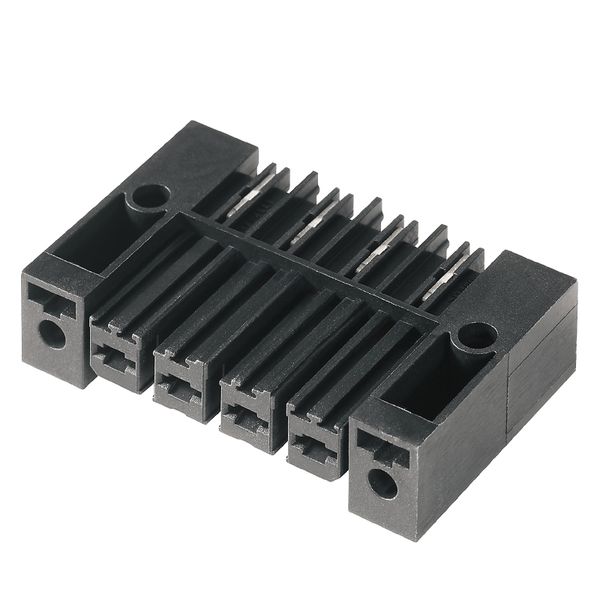 PCB plug-in connector, female header, Clip-on flange, inverted, THT solder connection, 7.62 mm, Number of poles: 4, 90°, Solder pin length (l): 3.5 mm, tinned, black, Box image 1
