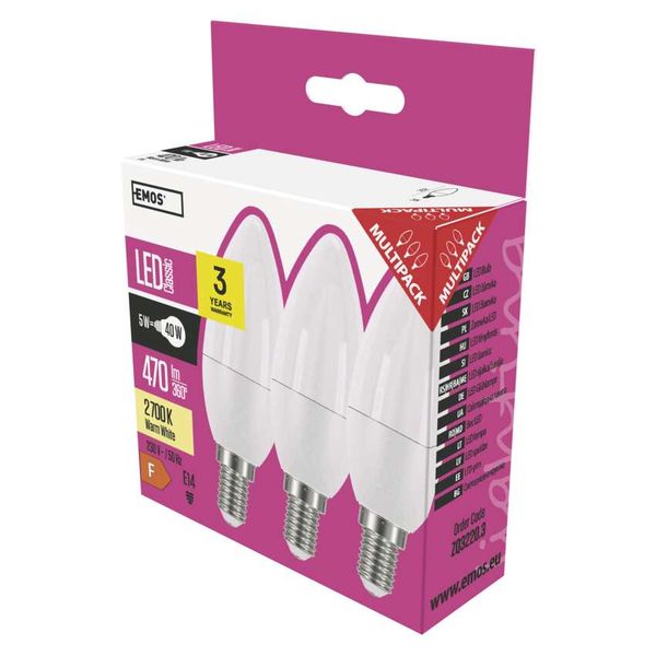 LED Bulb Classic Candle / E14 / 5 W (40 W) / 470 lm / warm white image 1
