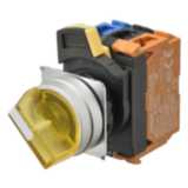 Selector A22NW Ã˜22, 3 position, Lighted, bezel brushed M, AUTO RESET O A2241986M image 1