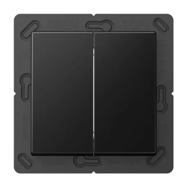 Matter push-button 2-gang, battery-powered, 4-channel, thermoplastic lacquered, A range, matt graphite black image 1