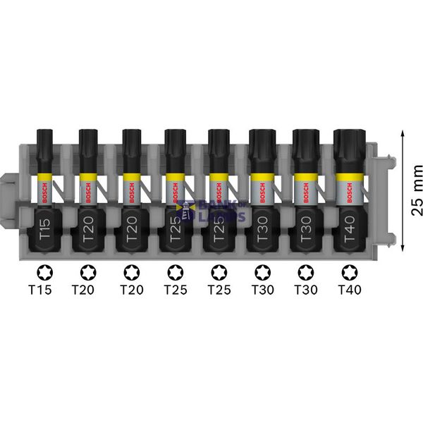 Impact Control Insert Bit Pack, 8-piece, 1xT15;2xT20;2xT25;2xT30;1xT40 image 2