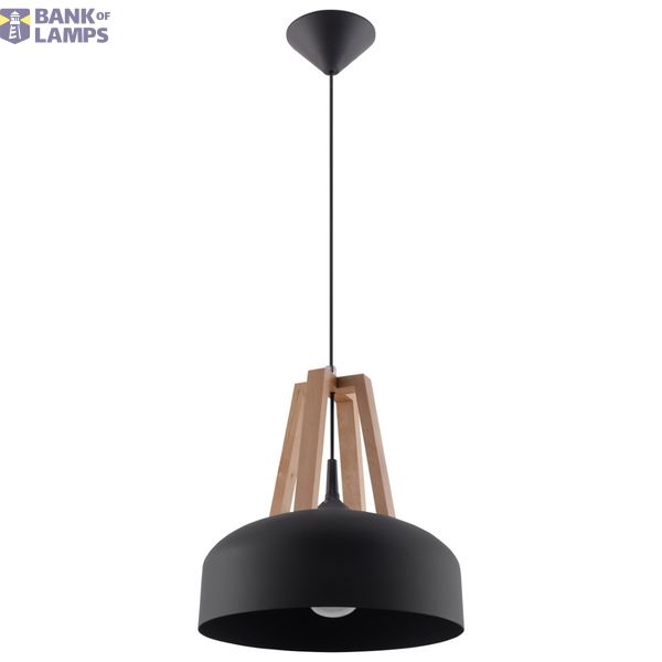 HANGING LAMP CASCO BLACK/NATURAL WOOD E27 1X60W IP20 image 6