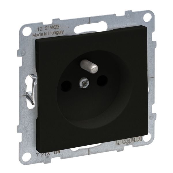 2P+E SOCKET FRENCH STANDARD SCREW TERMINALS SHUTTERED BLACK image 1