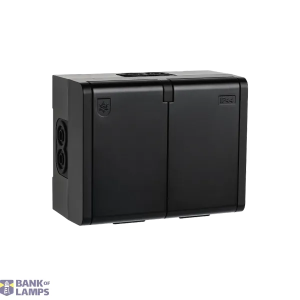 OUTLET SURFACE MOUNTED IP44 DOUBLE BLACK 6-PACK image 1