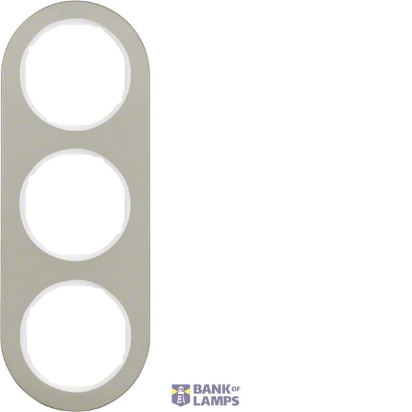 Cover frame 3-way, Series R.classic, stainless steel/polar white image 1