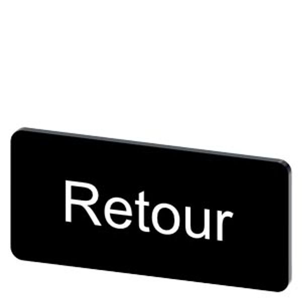Labeling plate 12.5 x 27 mm, label black, labeling: RETOUR image 1
