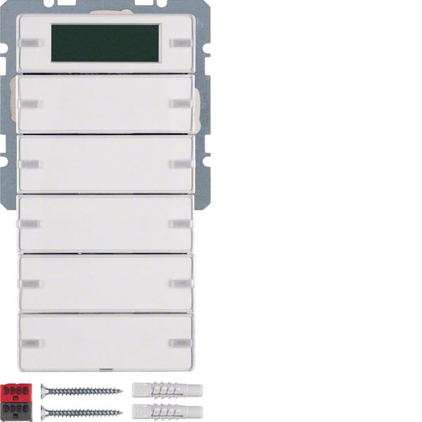 Push-button 5gang, w. labelling fields, room therm., displ., Q.1/Q.3,  image 1