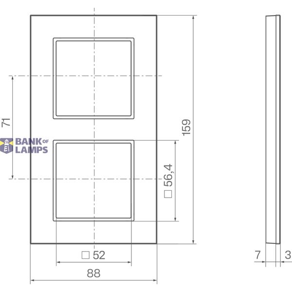 Cover frame double vertical, A.8, aluminium image 2