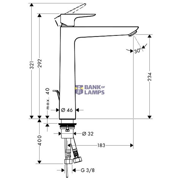 Talis E 240 sink mixer with pop-up, chrome image 1