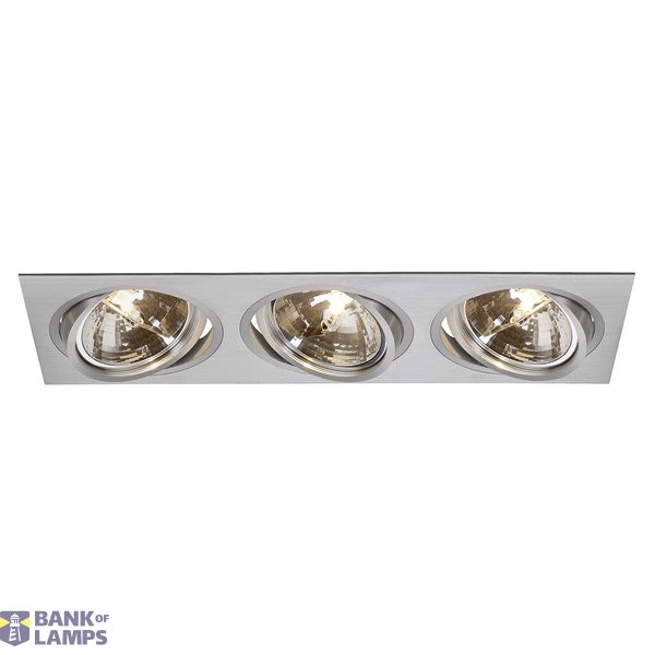 NEW TRIA III QRB111 downlight, rectangular, alu brushed, max. 3x75W, incl. clip springs image 1