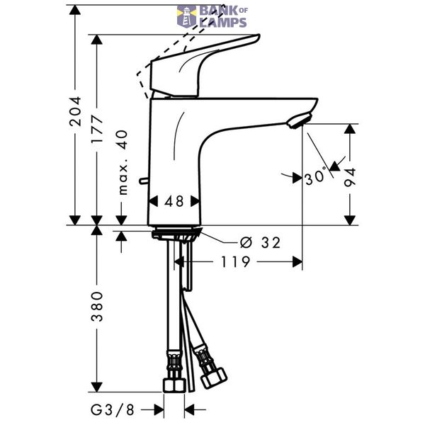 Focus 100 sink mixer with pop-up, chrome image 1