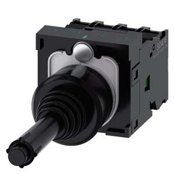 Coordinate switch, 22 mm, round, plastic, black, 4 switch positions, latching, with mechanical interlocking, in image 1