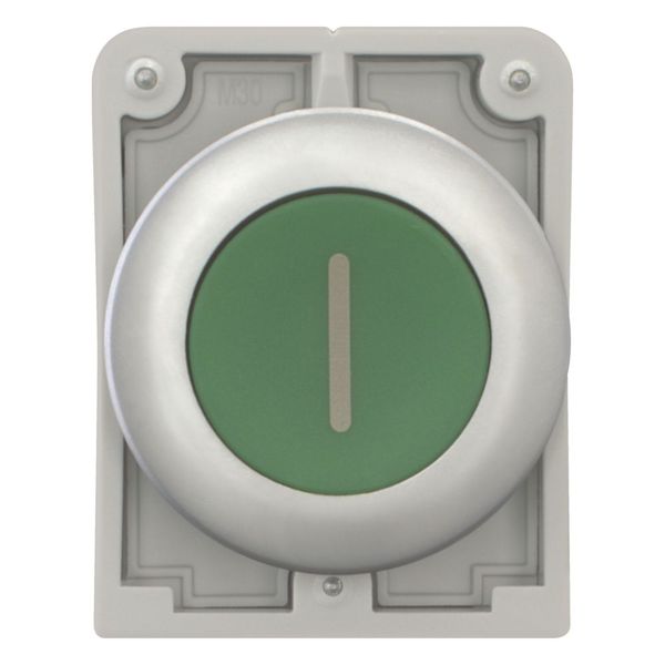 M30C-FD-G-X1 Pushbutton, RMQ-Titan, Flat, momentary, green, inscribed, Metal bezel image 3