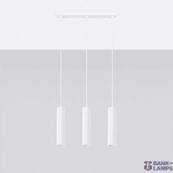 THREE-POINT HANGING LAMP WHITE CARBON WITH 3 WHITE TUBES LAMPSHADES image 11