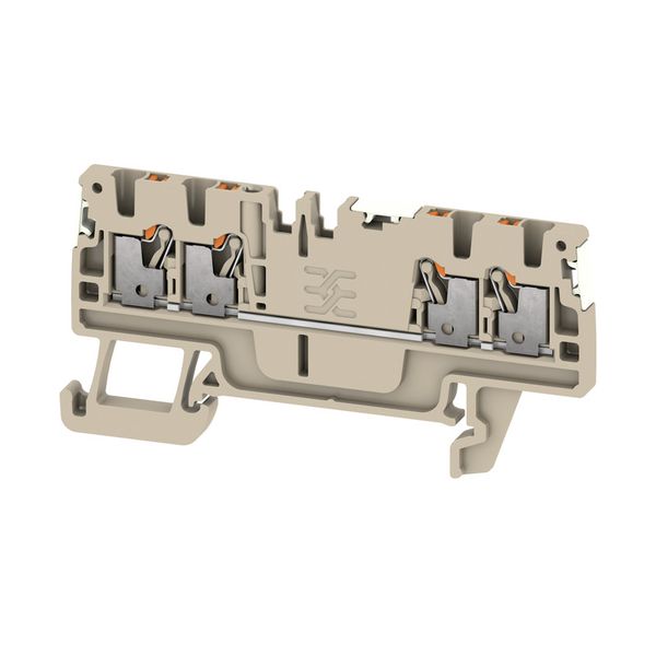 Feed-through terminal, PUSH IN, 1.5 mm², 500 V, 17.5 A, dark beige image 1