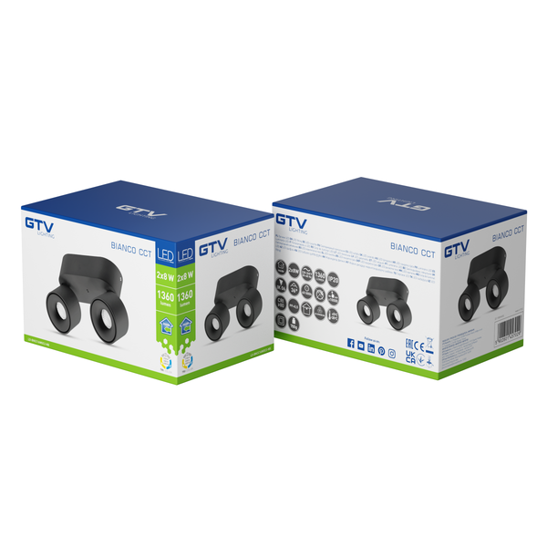 LED luminaire BIANCO CCT, 16 W, 680 lm, Ra≥80, IP20, 36°, 2700/3300/4000K, round, black image 3