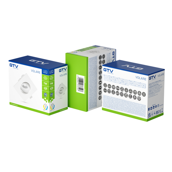 LED spotlight VOLARE, CCT, 7 W, 630 lm, AC220-240V, PF>0.5, RA>80, IP20, 38°, square image 3