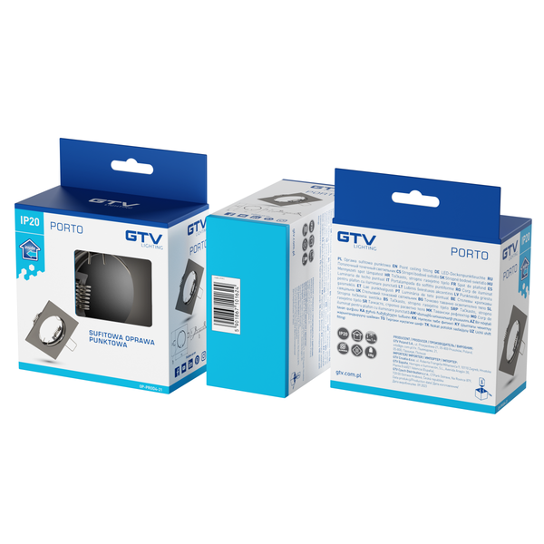 Spot luminaire housing PORTO, IP20, square, black chrome image 2