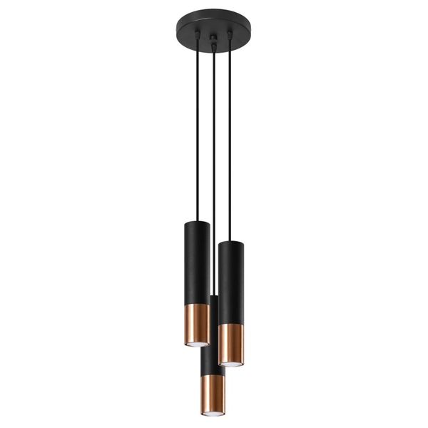 LOOPEZ 3P HANGING LAMP BLACK/COPPER GU10 3X40W IP20 image 1