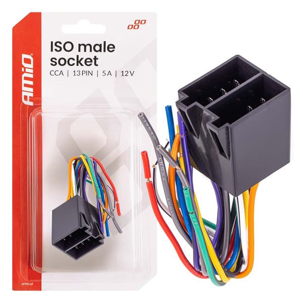 ISO male socket ISO CCA 13PIN 5A 12V AMIO-04445 image 1