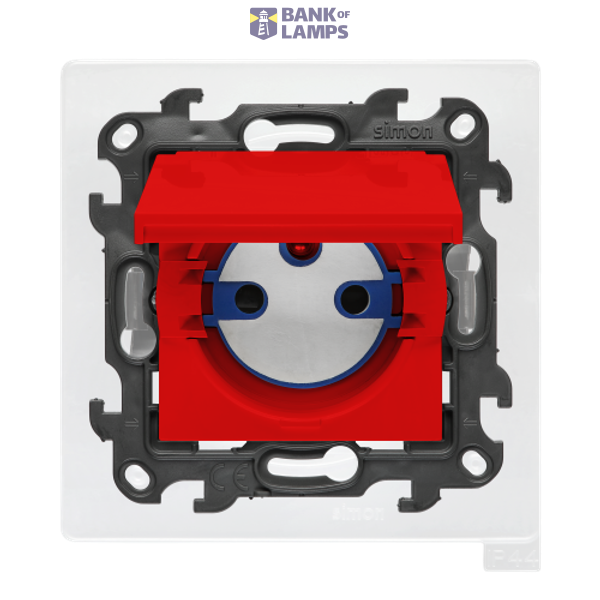 IP44 DATA single socket outlet with access element, Push In system, (module), Simon 24, IP44, 16A, red, Flap color: Same as a cover image 1