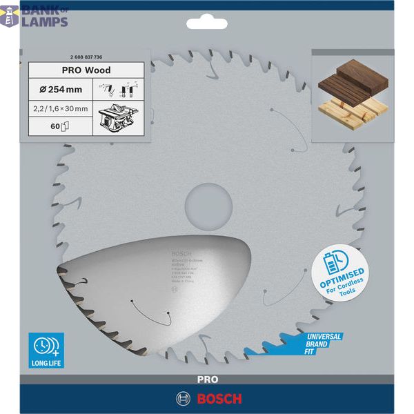 Standard for Wood Circular Saw Blade for Cordless Saws 254x2.2/1.6x30 T60 image 2