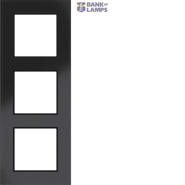 Cover frame 3-way, A.8, glossy black glass image 1