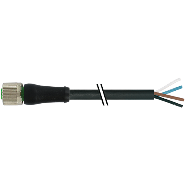 M12 Power female 0° S-cod. with cable PUR 4x1.5 bk UL/CSA+drag ch. 65m image 1