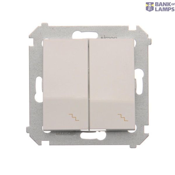 Double two way switch with LED indicator light, (module), 10AX, Screw, white image 1