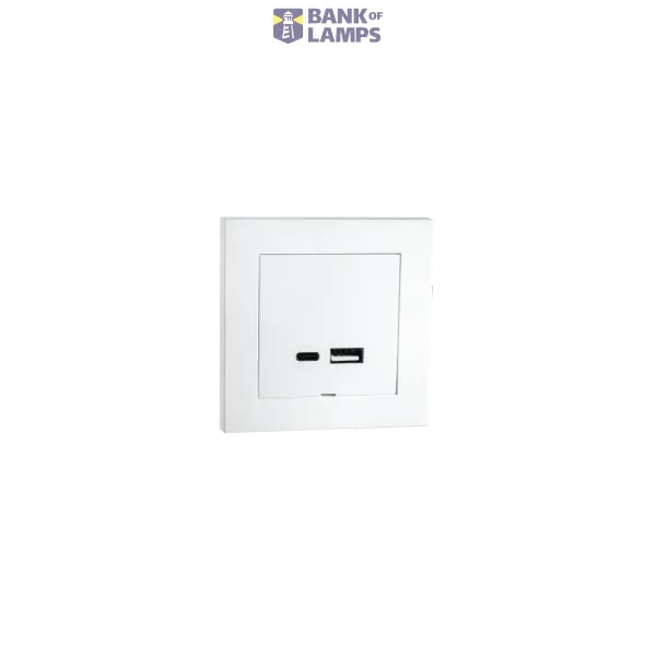 USB A+C CHARGER 3A FLUSH MOUNTED WHITE 6-PACK image 1