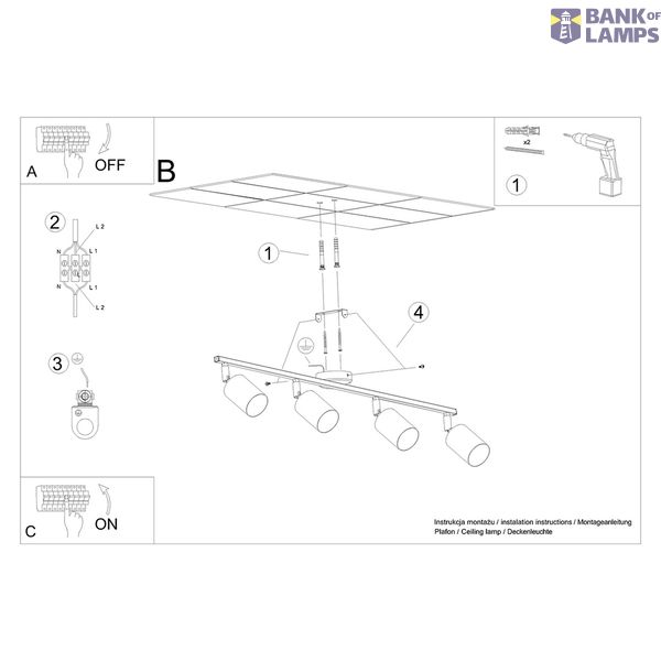 CEILING LAMP LEMMI 4L WHITE GU10 4X10W IP20 image 6
