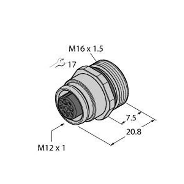 Female Flange with Solder Contacts, Front-mounted   EC-FK8-L/16 image 1
