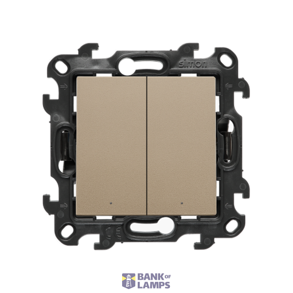 IP two-circuit switch, LED illuminated, (module), Simon 24, IP20/IP44, 10AX, champagne matt image 1