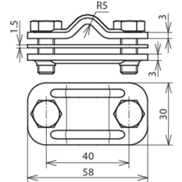 Bimetallic UNI disconnecting clamp Cu-St/tZn for Rd 8-10mm/Fl 30mm image 2