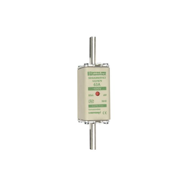 Fuse-link NH0 aM 690VAC 63A live tags Double indicator image 1