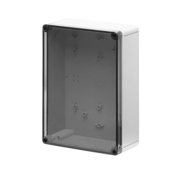 Polycarbonate push-button enclosure 180x254x90, clear lid, undrilled image 1