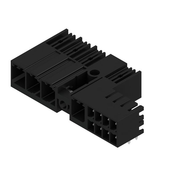 PCB plug-in connector, male header, closed side, Middle screw flange, THT solder connection, 7.62 mm, Number of poles: 4, 90°, Solder pin length (l): 3.5 mm, tinned, black, Box image 2