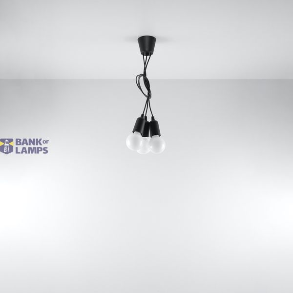 HANGING LAMP DIEGO 3 BLACK E27 3X60W IP20 image 4