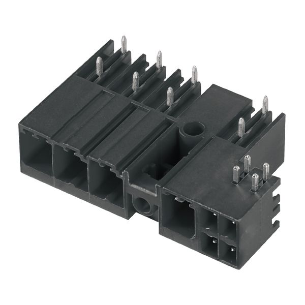 PCB plug-in connector, male header, closed side, Middle flange, THT solder connection, 7.62 mm, Number of poles: 4, 270°, Solder pin length (l): 3.5 mm, tinned, black, Box image 1