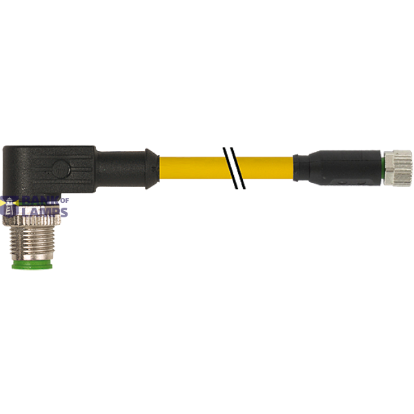 M12 male 90° / M8 female 0° A-cod. PUR 3x0.25 ye UL/CSA+drag 0.7m image 1