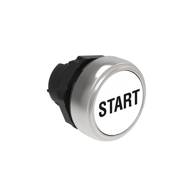 Pushbutton actuator, spring return, with symbol Ø22mm Platinum series chromed plastic, flush, START/White image 1
