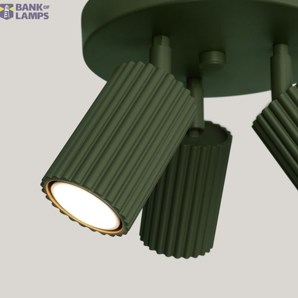 CARBON CEILING LAMP WITH REFLECTORS ON A ROUND OLIVE HEADLINING 3XGU10 image 7